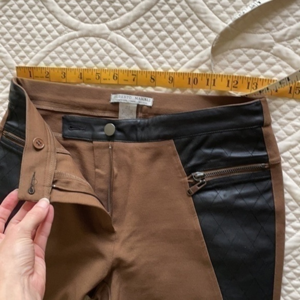 Alberto Makali skinny leather panel pants spandex size small zippered pockets - Picture 7 of 16